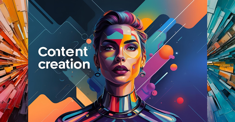 Colorful digital illustration of a woman with 'Content Creation' text — vibrant and modern design.